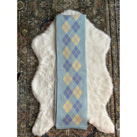 Accessories - Light Blue Argyle Knit Scarf